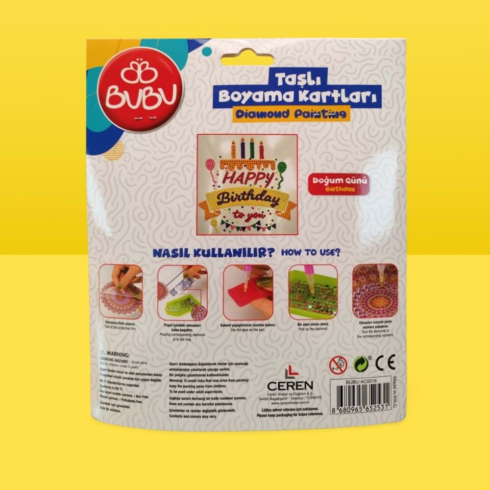 Taşlı Boyama Kartları Doğum Günü