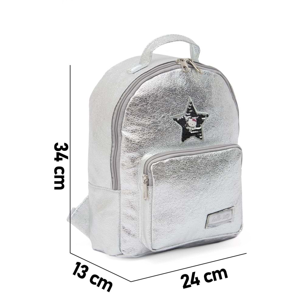 Hello Kitty Gümüş Parlak Anaokulu Çantası