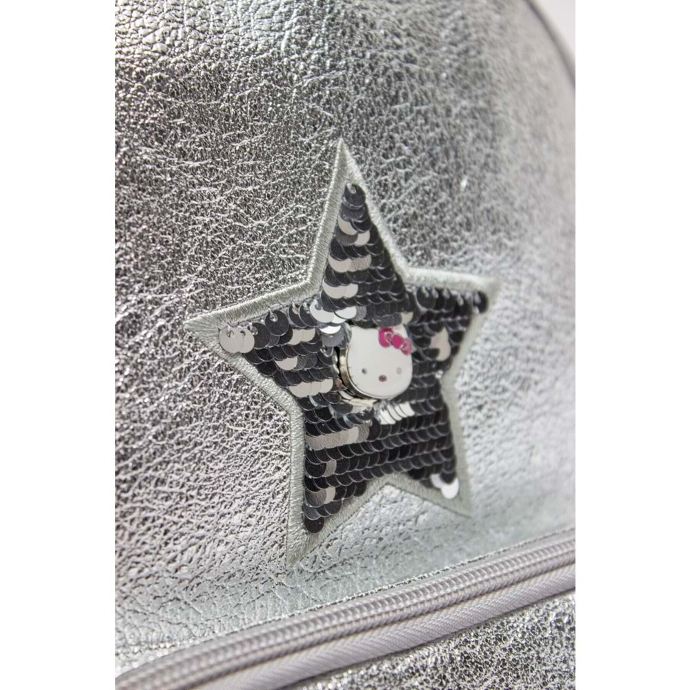 Hello Kitty Gümüş Parlak Anaokulu Çantası