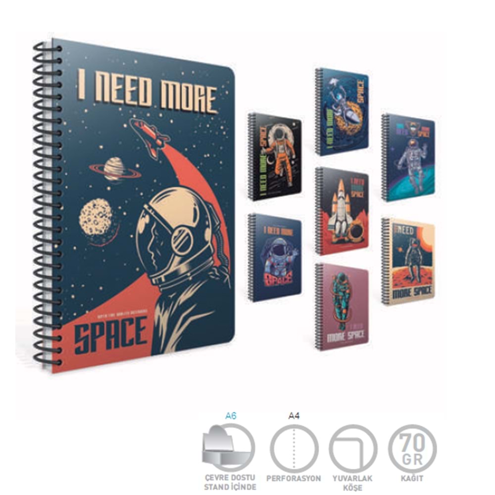 Gıpta Space Karton Kpk. Spiralli A6 Çizgili Defter 80 Yp.