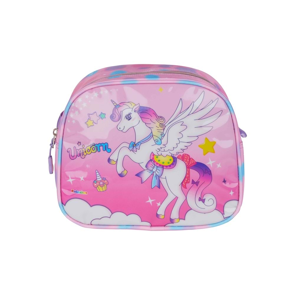 Relaxion Kabartmalı Unicorn Figürlü İlkokul Çantası Beslenme+Kalemlik 1370