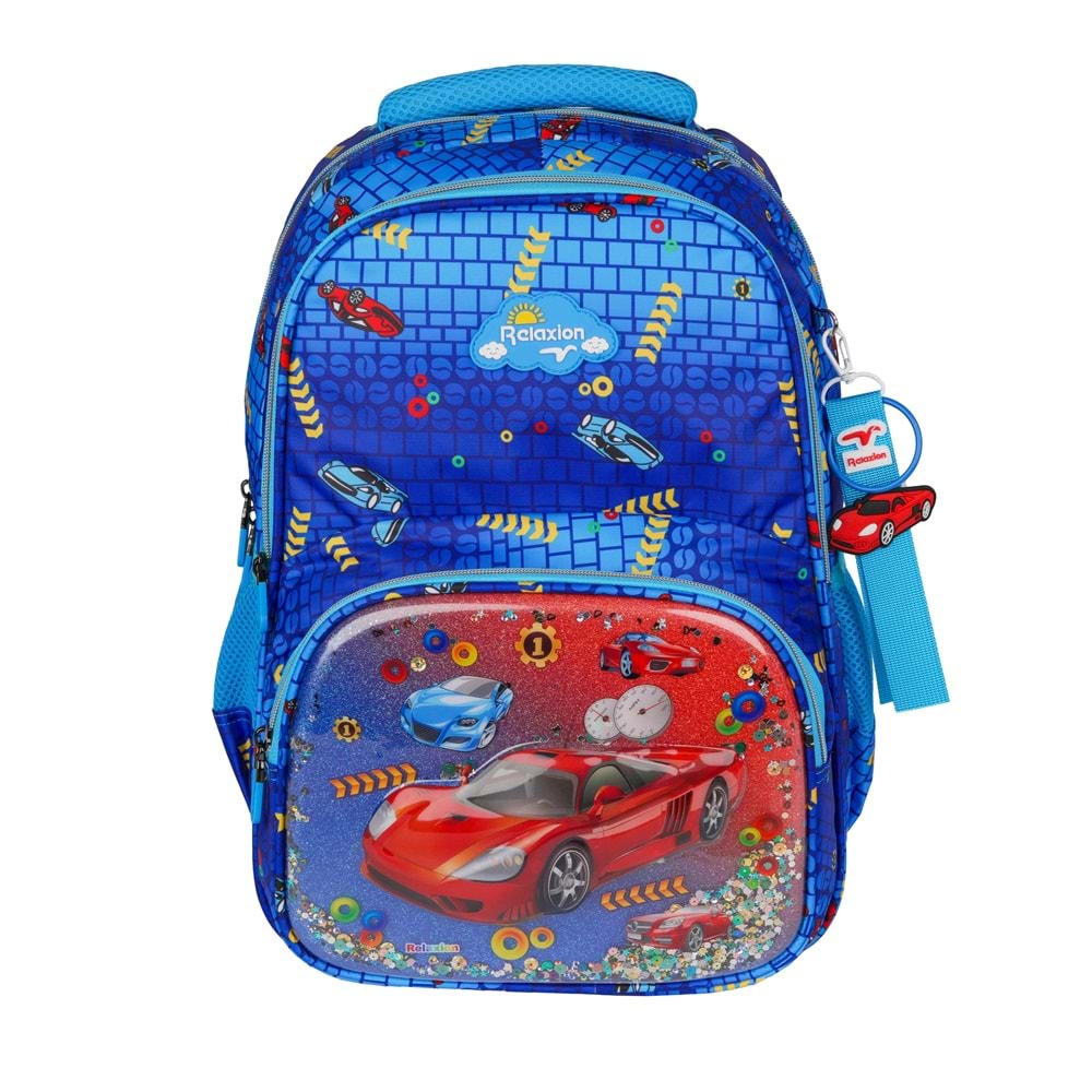 Relaxion Kabartmalı Araba Figürlü İlkokul Çantası Beslenme+Kalemlik 1370