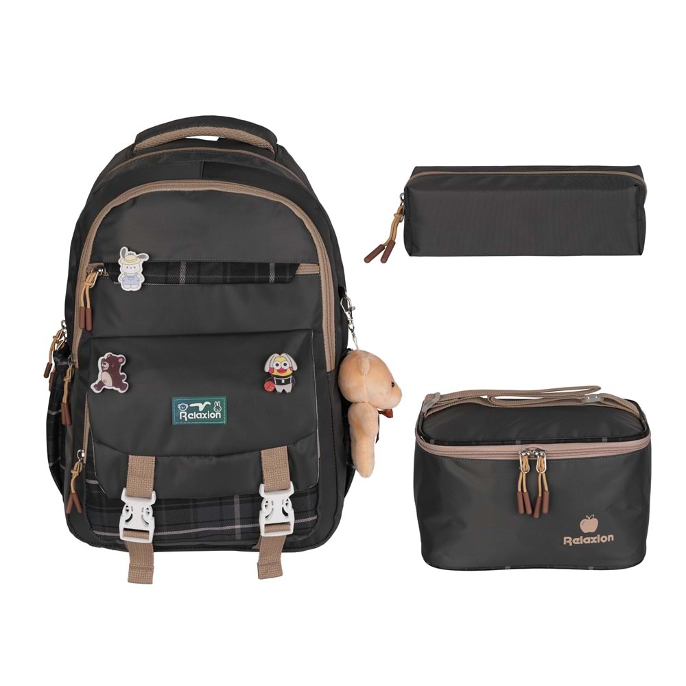 Relaxion Kore Tarzı İlkokul Çantası Beslenme+Kalemlik 1396