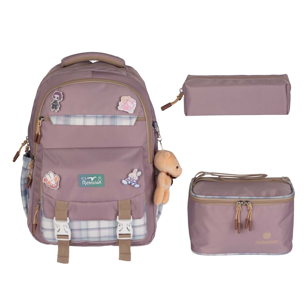 Relaxion Kore Tarzı İlkokul Çantası Beslenme+Kalemlik 1396