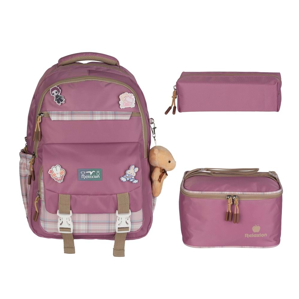 Relaxion Kore Tarzı İlkokul Çantası Beslenme+Kalemlik 1396