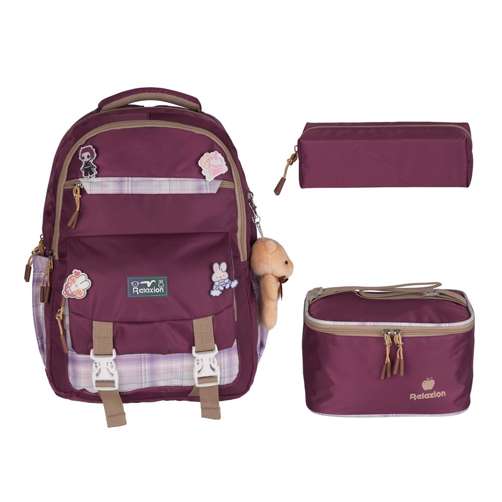 Relaxion Kore Tarzı İlkokul Çantası Beslenme+Kalemlik 1396