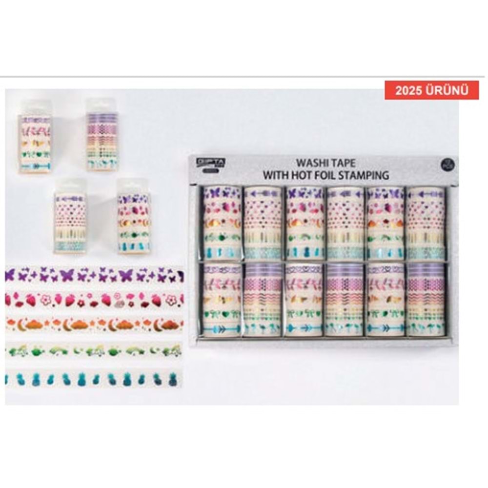 Gıpta Renkli Bant Metallic 1,5 mm x 2 m 5 Li Set K8916