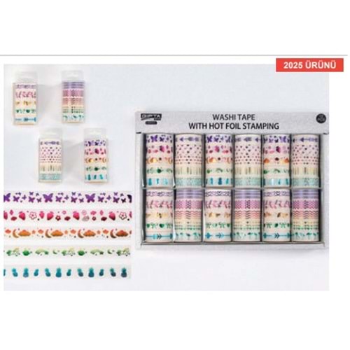 Gıpta Renkli Bant Metallic 1,5 mm x 2 m 5 Li Set K8916