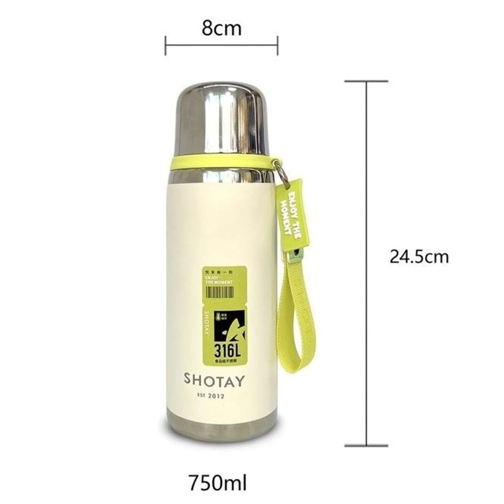 Shotay Premium Çelik Termos Matara 750 ml. ST-8161 (ASORTİ)