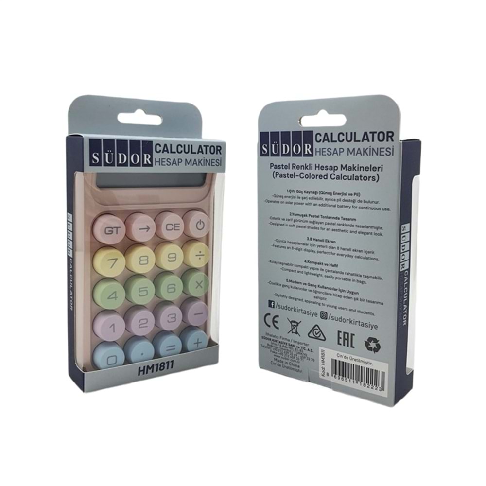 Südor Hesap Makinesi Pastel Renkler HM1811