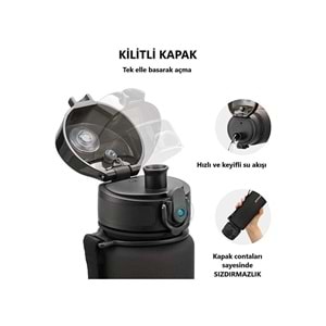 Uzspace Tritan Matara 800 ml. Siyah 3053