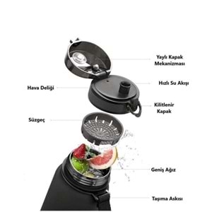 Uzspace Tritan Matara 650 ml. Fuşya 3037
