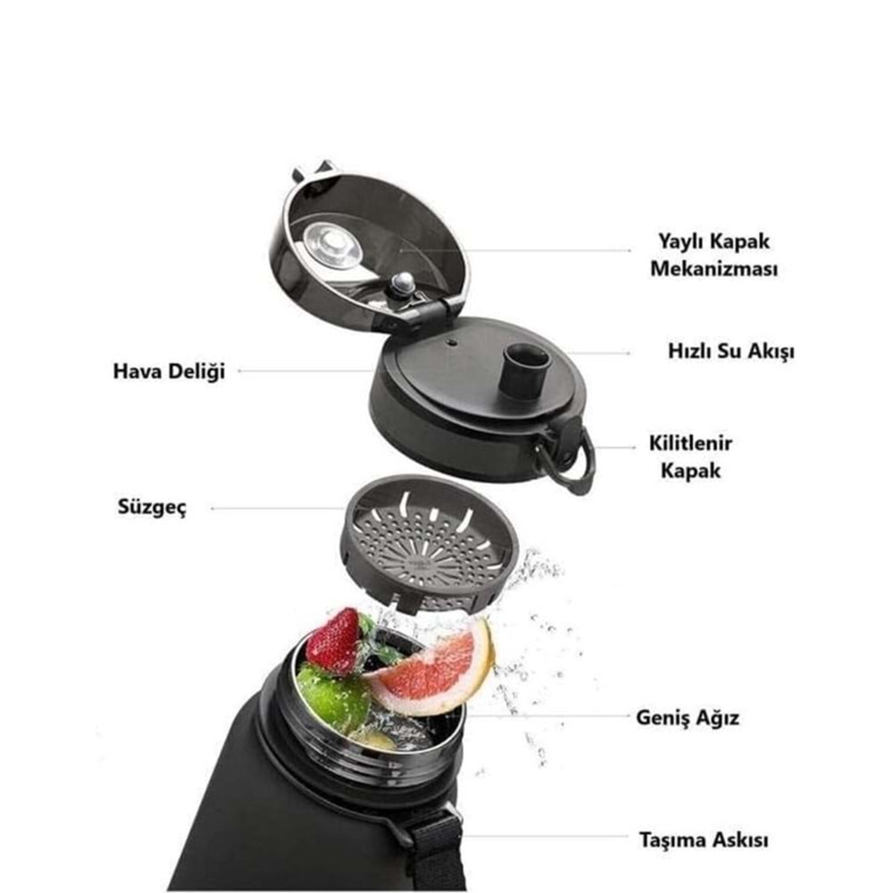 Uzspace Tritan Matara 650 ml. Petrol Mavi 3037