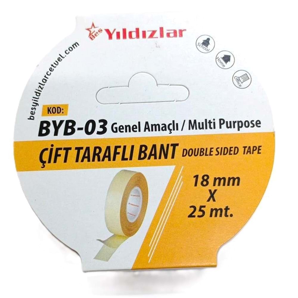 Yıldızlar Çift Taraflı Bant 18 mm x 25 mt.