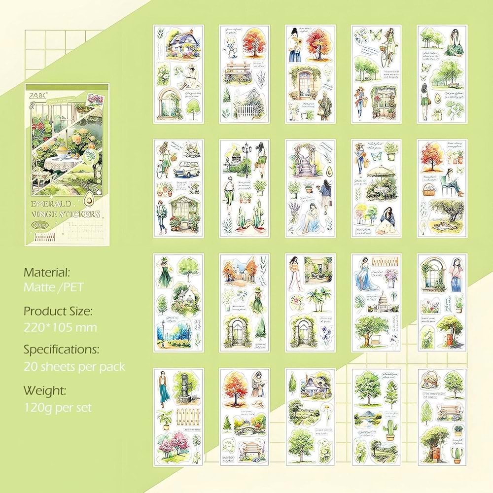 Puslu Anılar Zümrüt Sticker Defteri 20 Sayfa