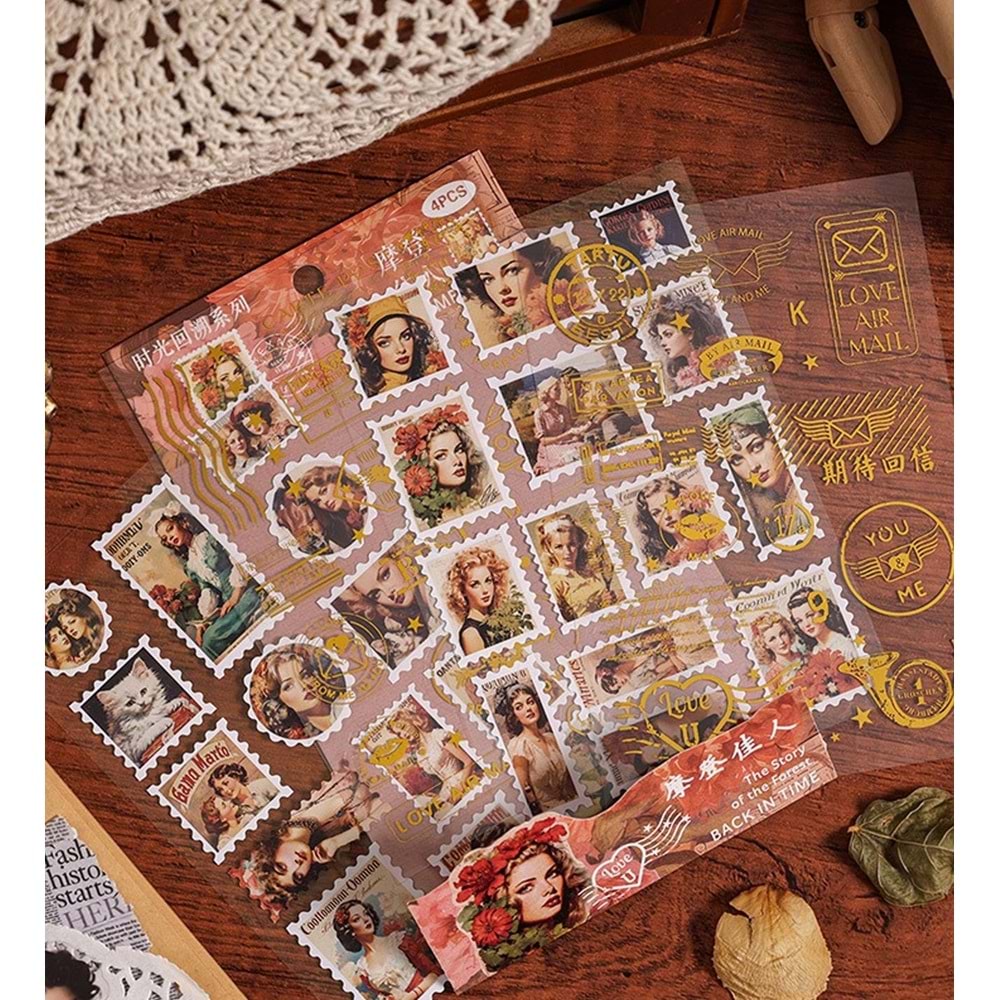 Yaldızlı Plastik Pul 4 Sayfa BM-1774