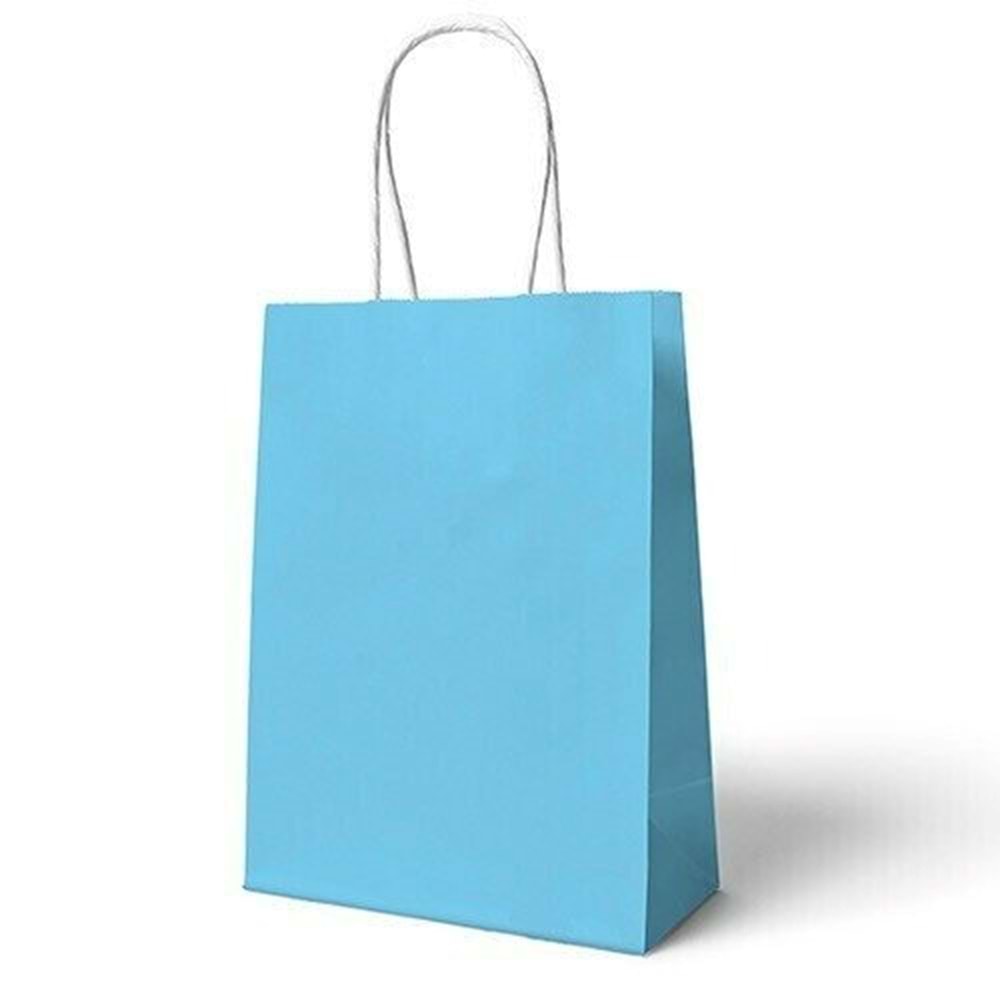Büküm Saplı Hediye Çantası Mavi 18x8x24