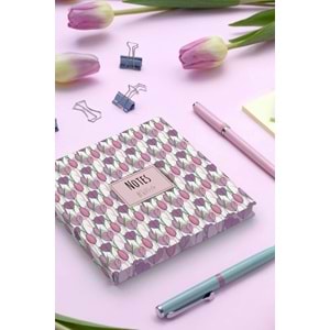My Mia Art Pembe Lale Kenar Baskılı Defter, 16x16 cm