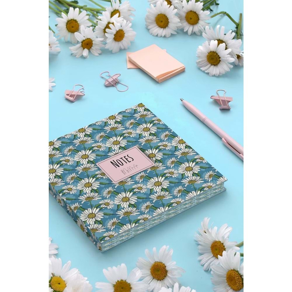 My Mia Art Beyaz Papatya Kenar Baskılı Defter, 16x16 cm