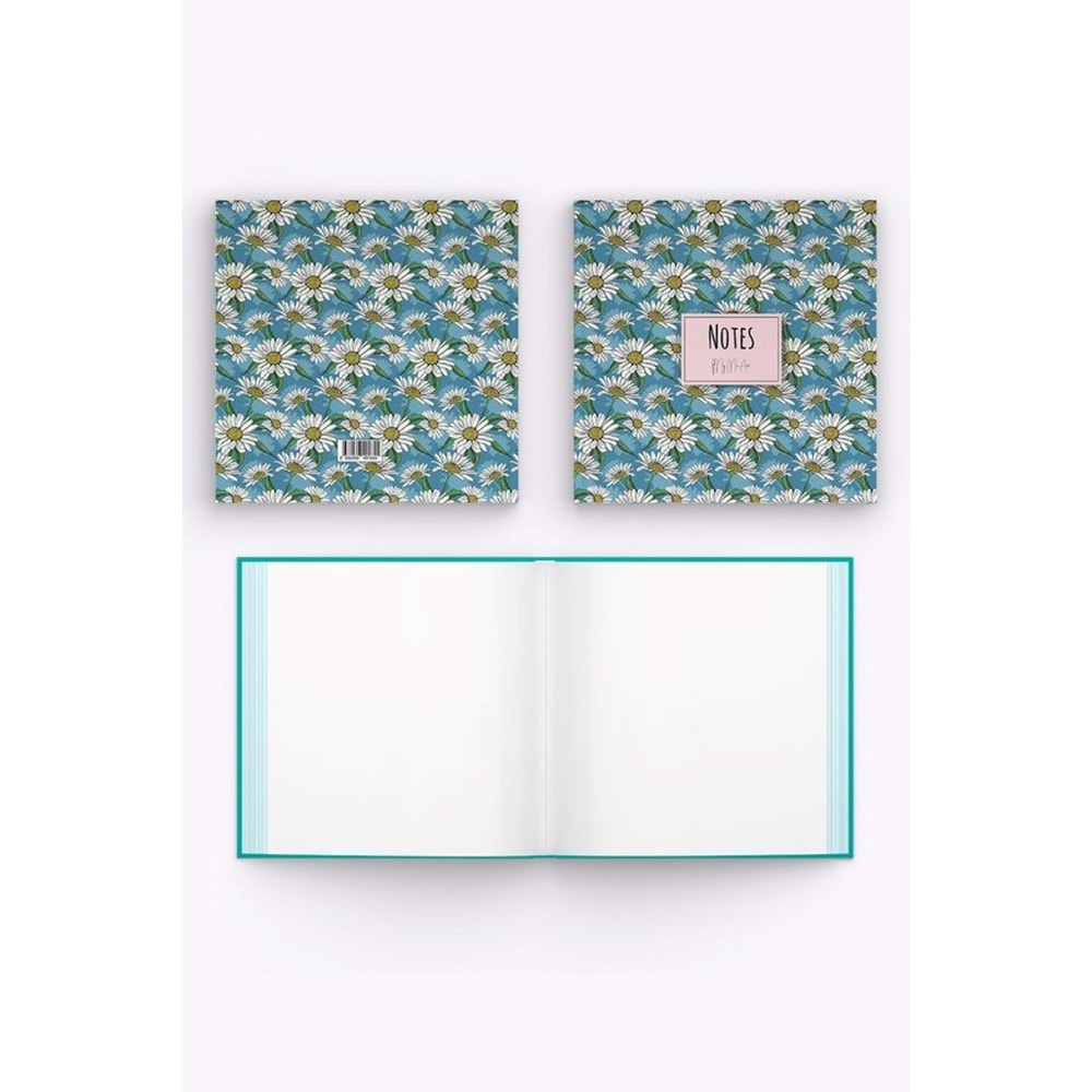 My Mia Art Beyaz Papatya Kenar Baskılı Defter, 16x16 cm