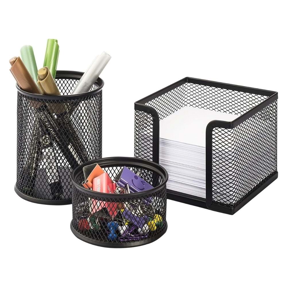 Kraf Metal Perfore Masa Üstü Seti 470G Siyah 3 Lü