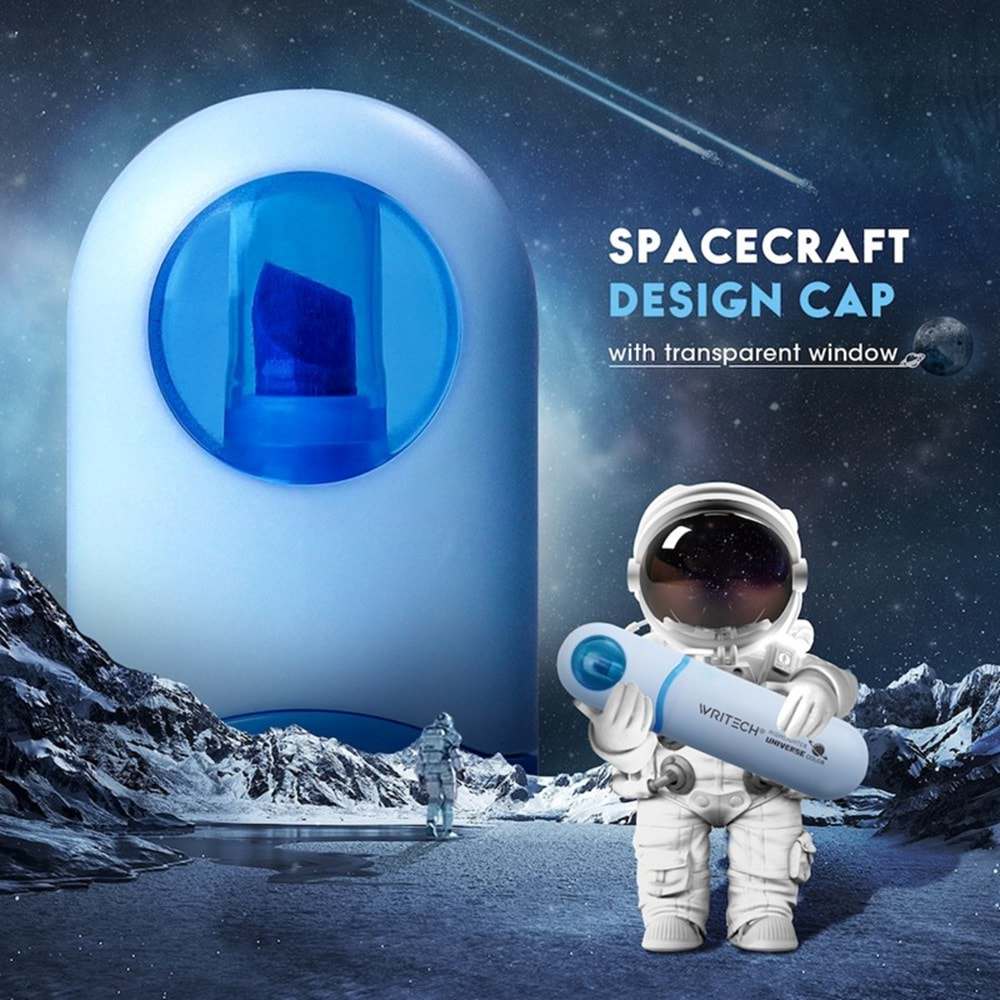 Writech Astronot Fosforlu Kalem Neon Mavi