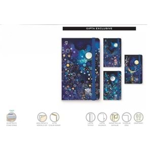 Gıpta Blue Book İp Dikişli Sert Kap. 13x21 cm 96 Yp. Çizgili-Düz Defter