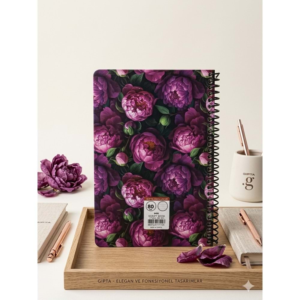 Gıpta Script Book Sprl. Sert Kpk. Defter 17x24 80 Yp. Kareli