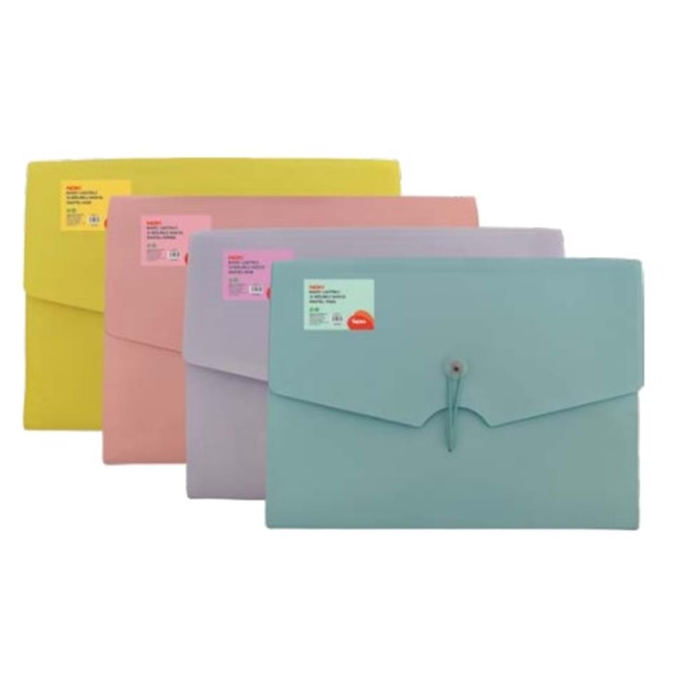 Noki Basic Lastikli 12 Bölmeli Dosya Pastel Yeşil