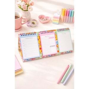 Liz Masaüstü Planner Takvim (3 Bölmeli) - Haftalık ve Günlük Liste TKV05