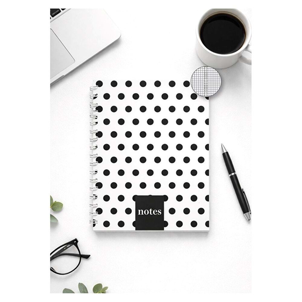 Liz Siyah-Beyaz Sert Kap.Sprl.120 Yp. Kareli Defter 17x24 cm