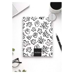 Liz Siyah-Beyaz Sert Kap.Sprl.120 Yp. Kareli Defter 17x24 cm
