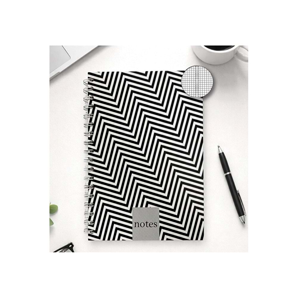 Liz Siyah-Beyaz Sert Kap.Sprl.120 Yp. Kareli Defter 17x24 cm