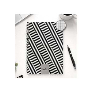 Liz Siyah-Beyaz Sert Kap.Sprl.120 Yp. Kareli Defter 17x24 cm