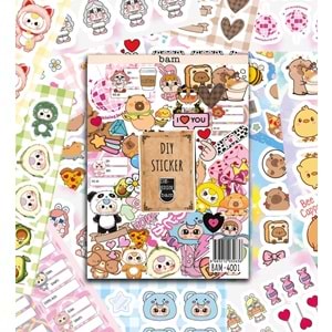 Cute Baby My DIY Sticker Book 24x17 cm 16 Sayfa Özel Tasarım Rengarenk Sticker Kitabı