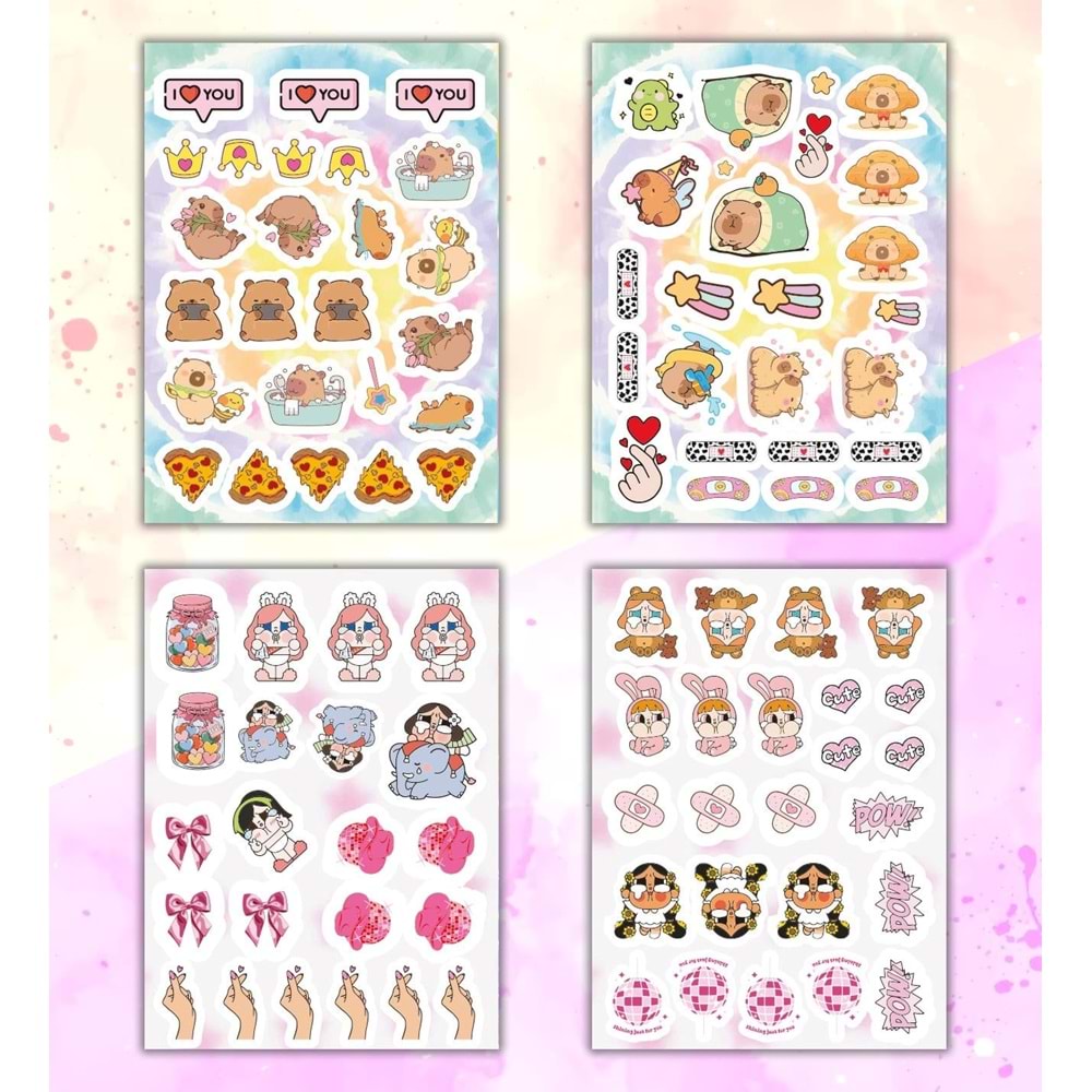 Cute Baby My DIY Sticker Book 24x17 cm 16 Sayfa Özel Tasarım Rengarenk Sticker Kitabı