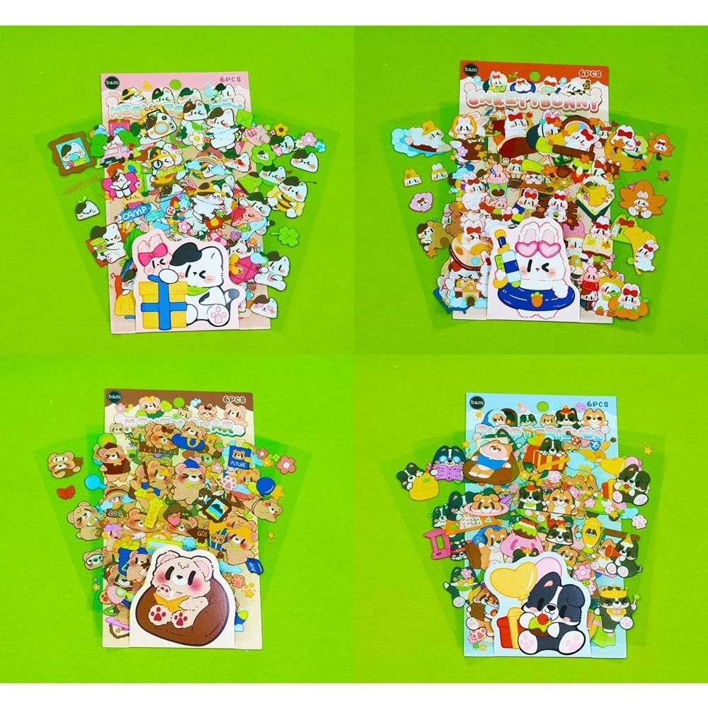 Bam Ayıcık Desenli Sticker 6 Yaprak