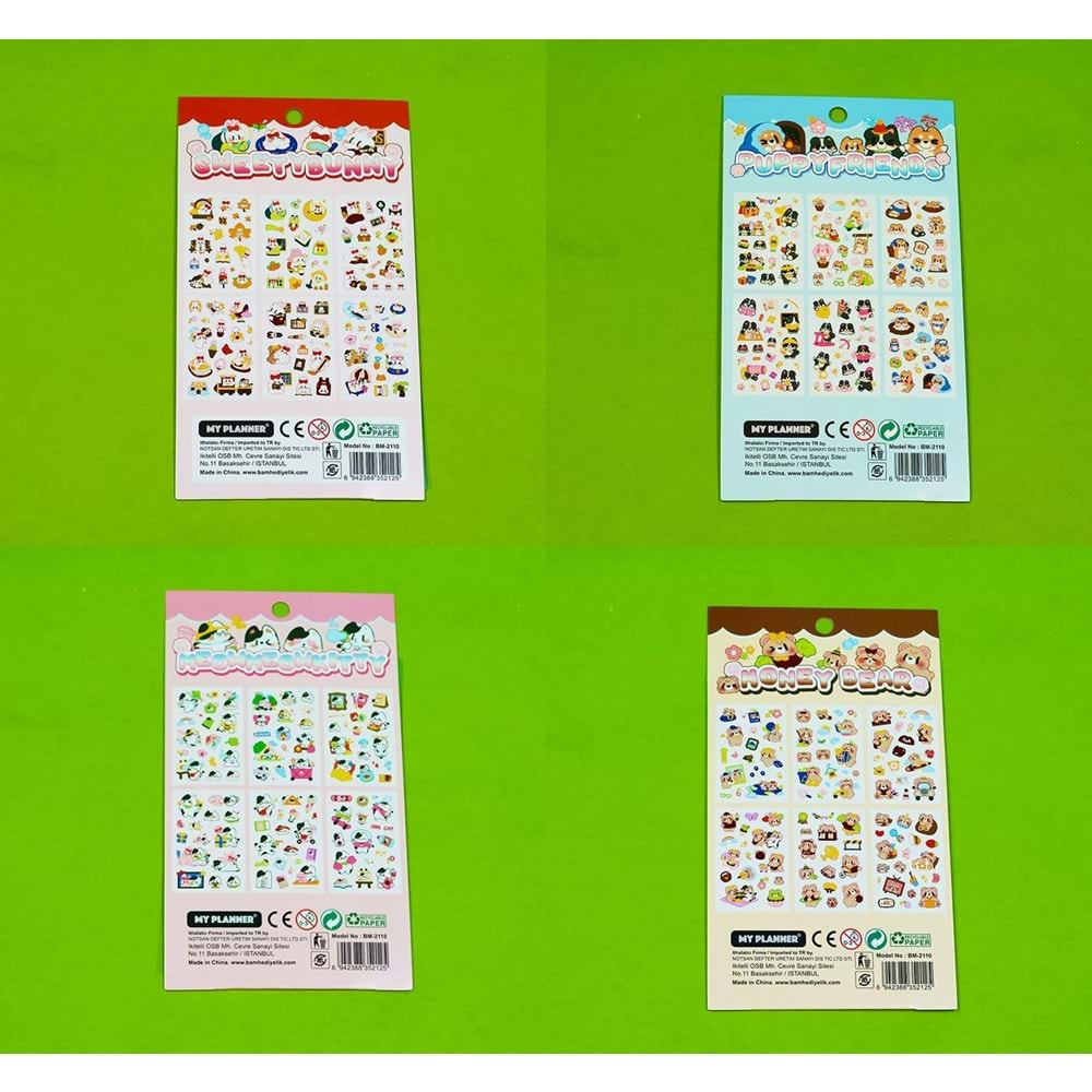 Bam Ayıcık Desenli Sticker 6 Yaprak