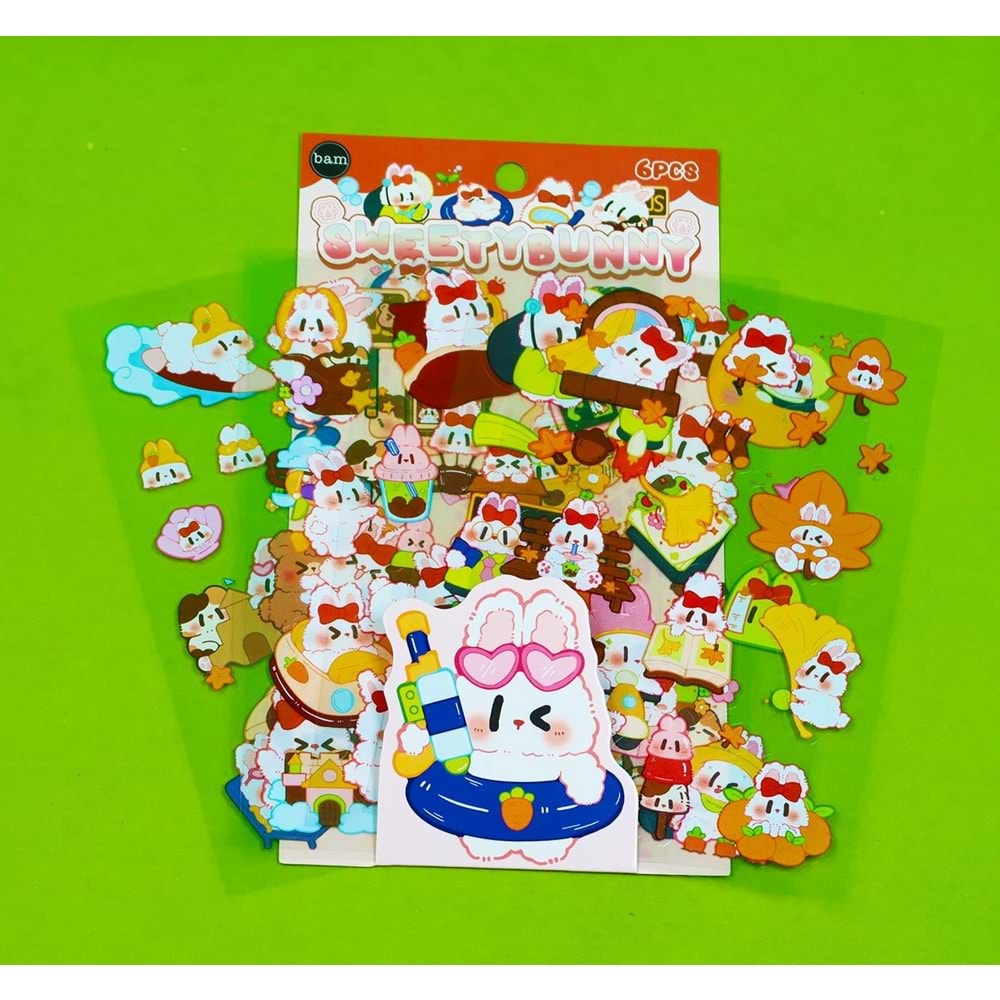 Bam Ayıcık Desenli Sticker 6 Yaprak