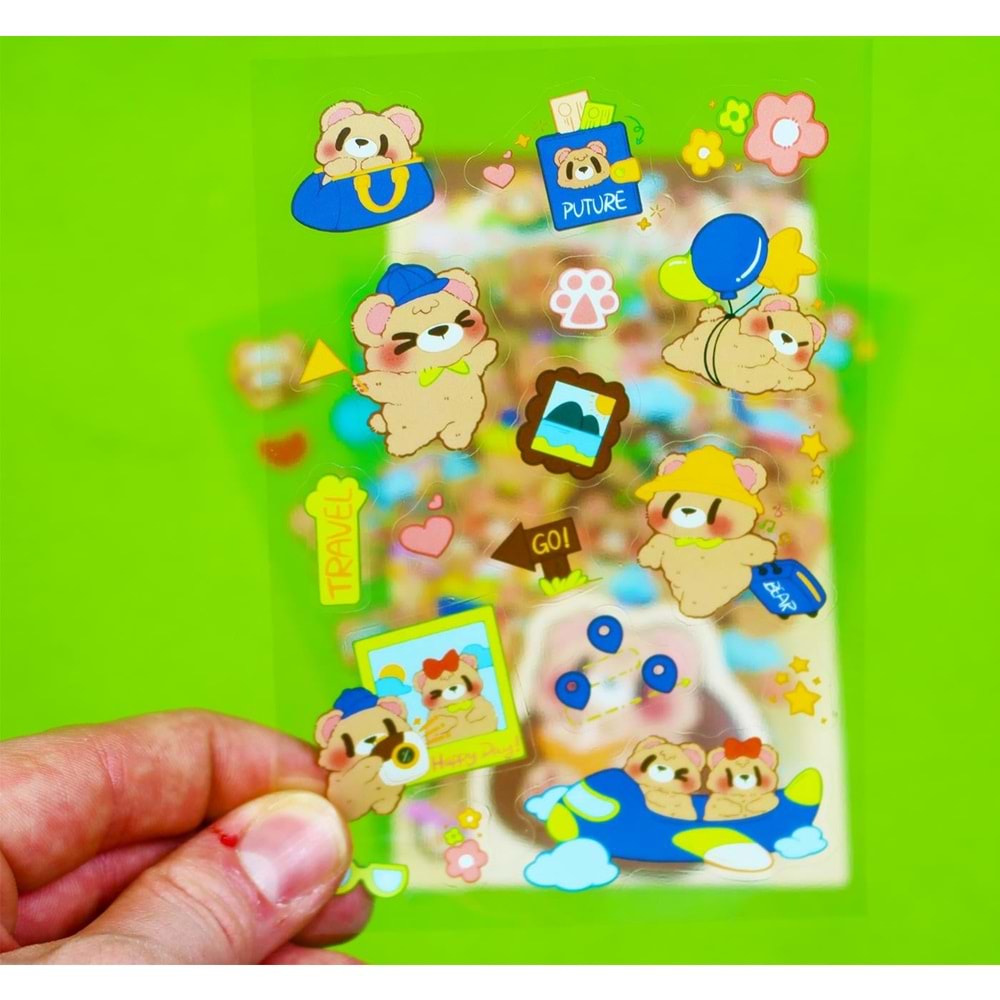 Bam Ayıcık Desenli Sticker 6 Yaprak
