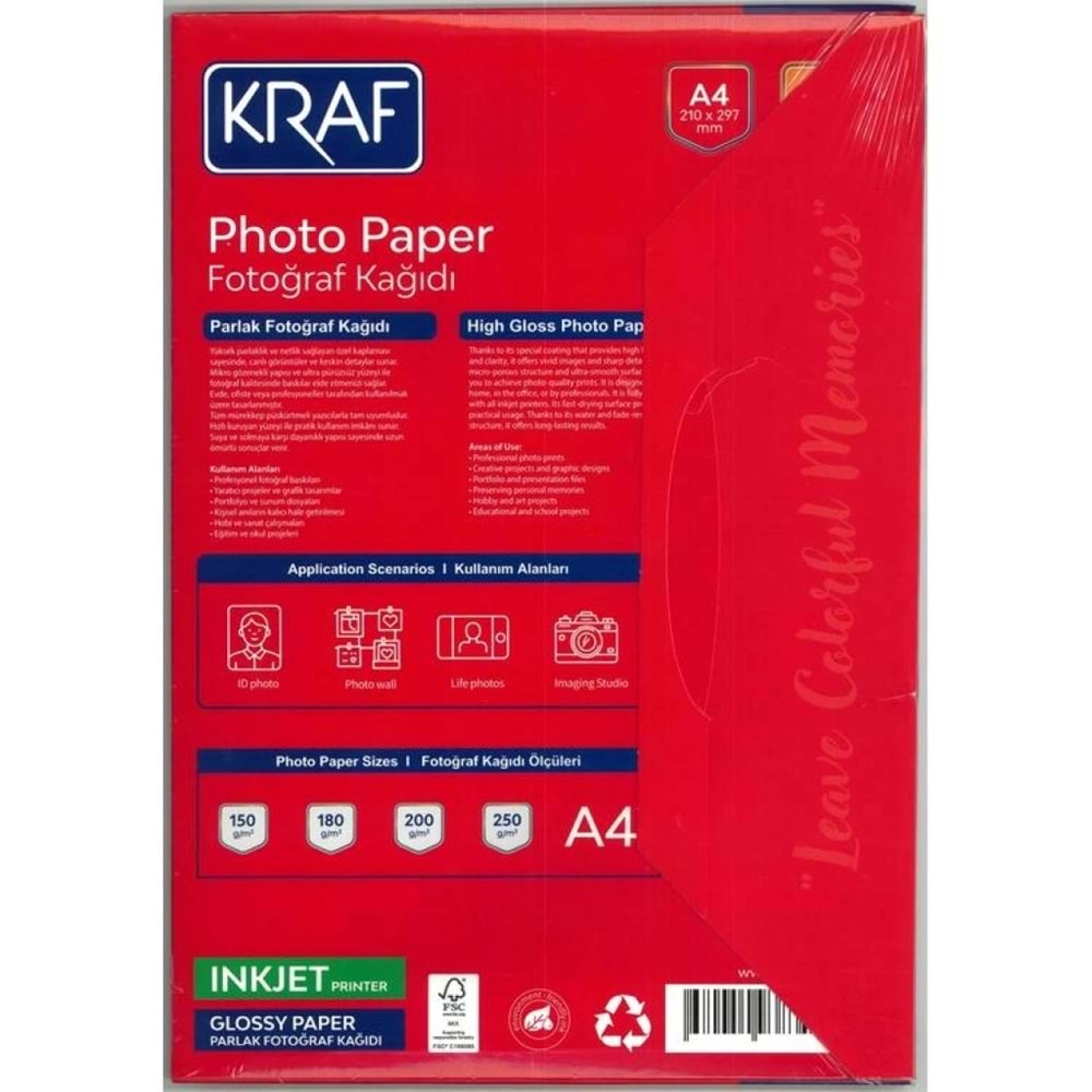 Kraf Fotoğraf Kağıdı A4 250 Gr. 25 Li