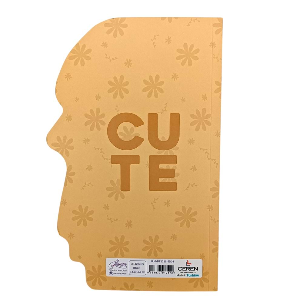 Lilamor Şekilli Defter Çiçek Serisi 112 Sayfa-Düz-12,5x19,5 cm