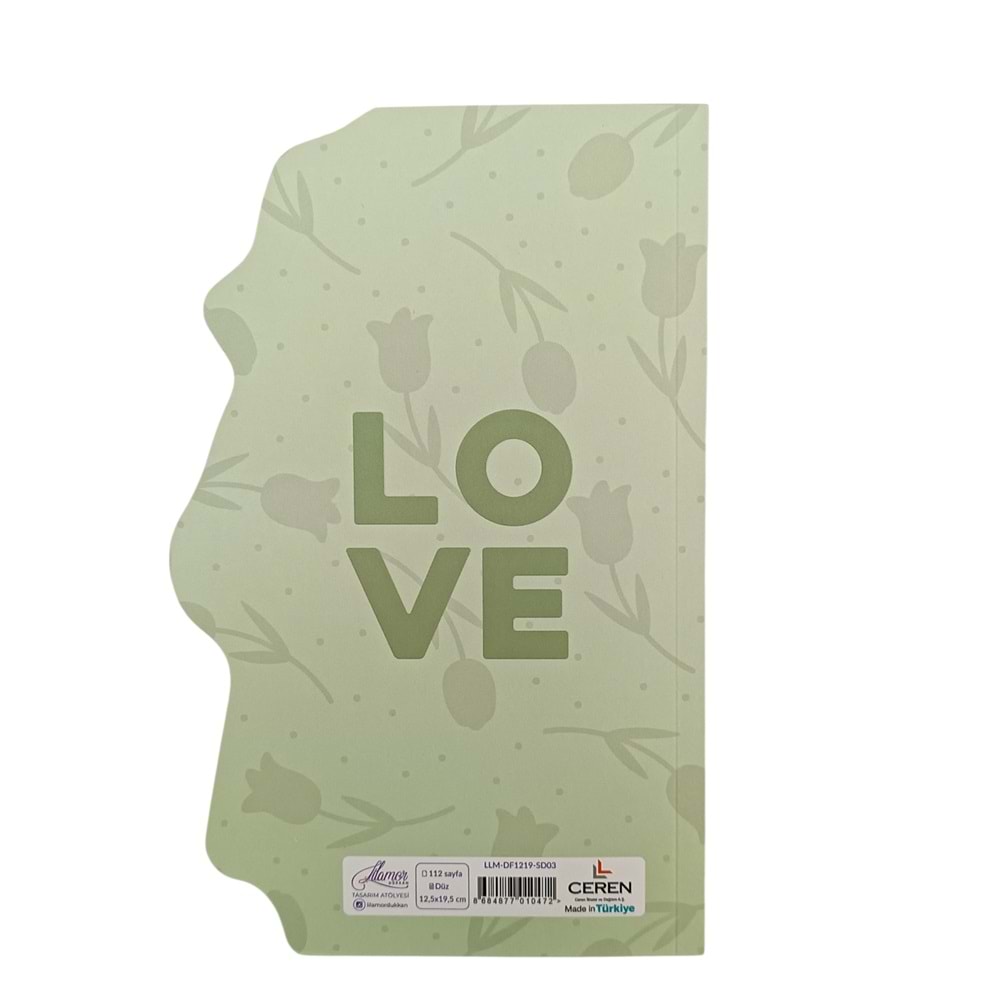 Lilamor Şekilli Defter Çiçek Serisi 112 Sayfa-Düz-12,5x19,5 cm