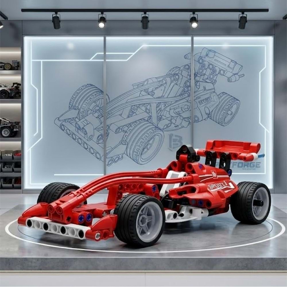 CaDa Formula Yarış Arabası Çek Bırak 144 Parça Blok Oyuncak C52016W