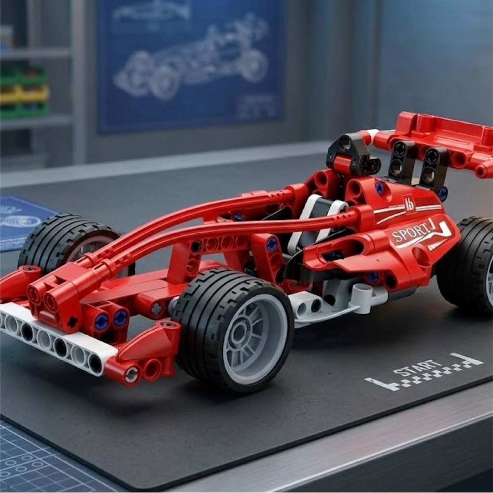 CaDa Formula Yarış Arabası Çek Bırak 144 Parça Blok Oyuncak C52016W