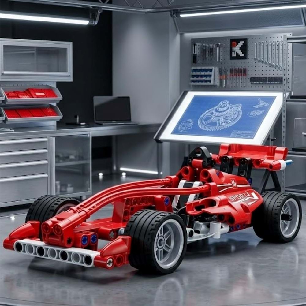 CaDa Formula Yarış Arabası Çek Bırak 144 Parça Blok Oyuncak C52016W