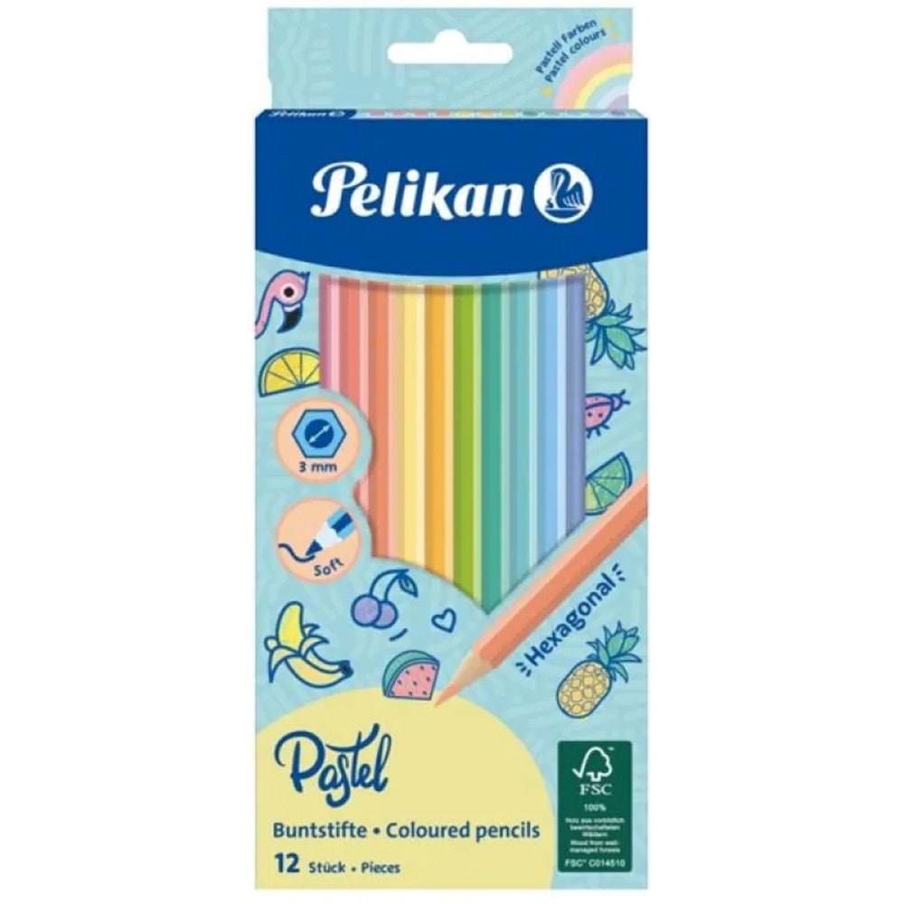 Pelikan 12 Renk Kuruboya Kalemi Pastel Renkler 701143