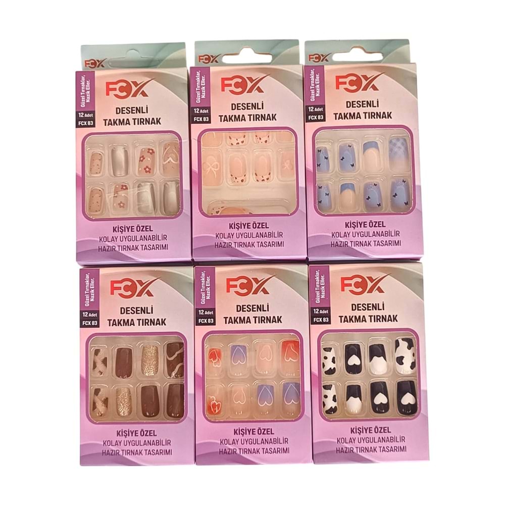 Desenli Takma Tırnak 12 Li FCX-83 (ASORTİ)