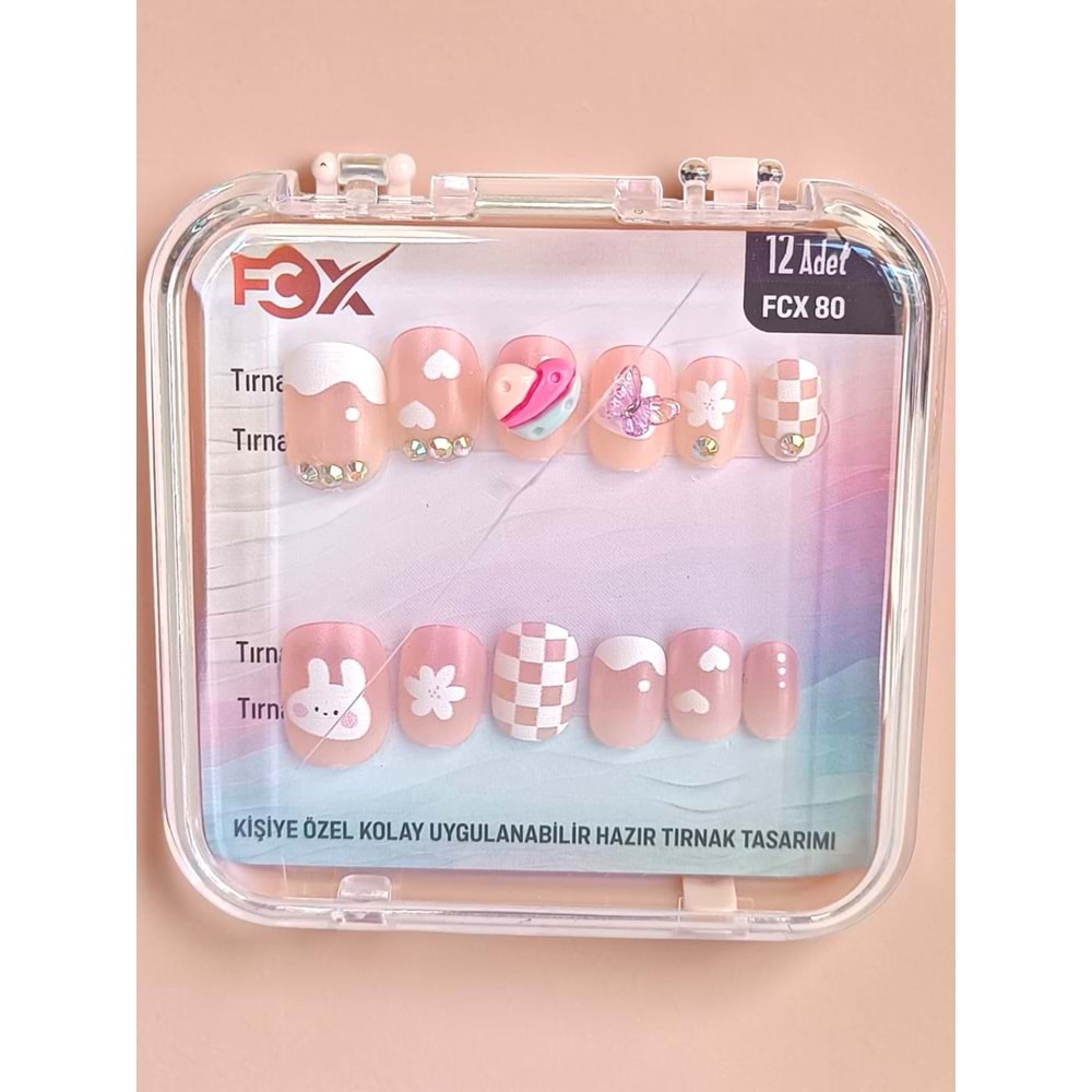 Desenli Takma Tırnak 12 Li FCX-80 (ASORTİ)