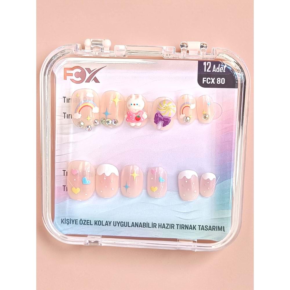 Desenli Takma Tırnak 12 Li FCX-80 (ASORTİ)